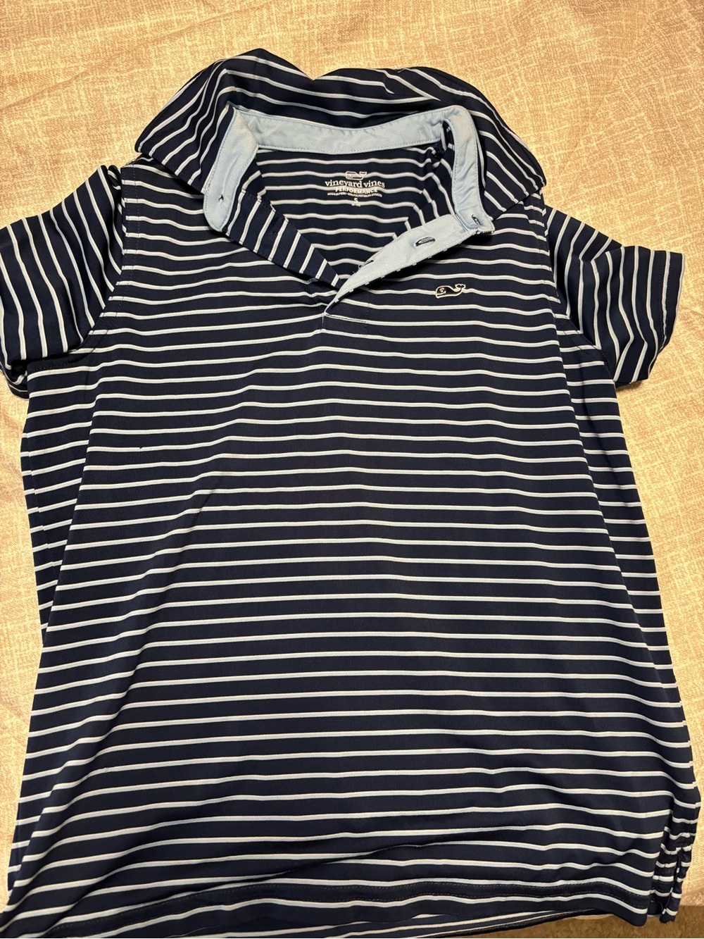 Vineyard Vines Boys' Navy and White Striped Polo